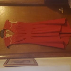 Chelsea Violet Red High Low Special Occasion Short Sleeve Dress S